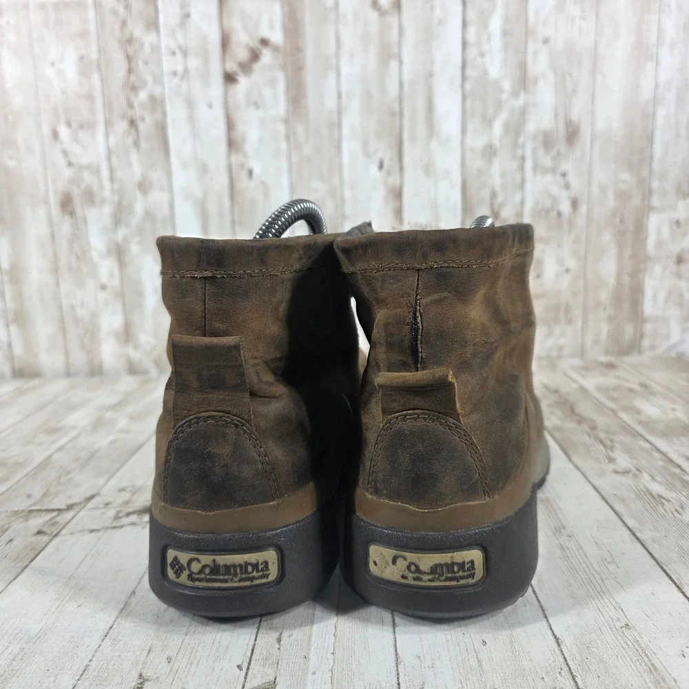 Columbia Waterproof Omni-Heat Brown Leather Lace Up Ankle‎ Duck Boots BL3862-255